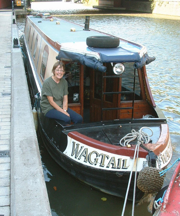 Lynn sat on the bow of Wagtail