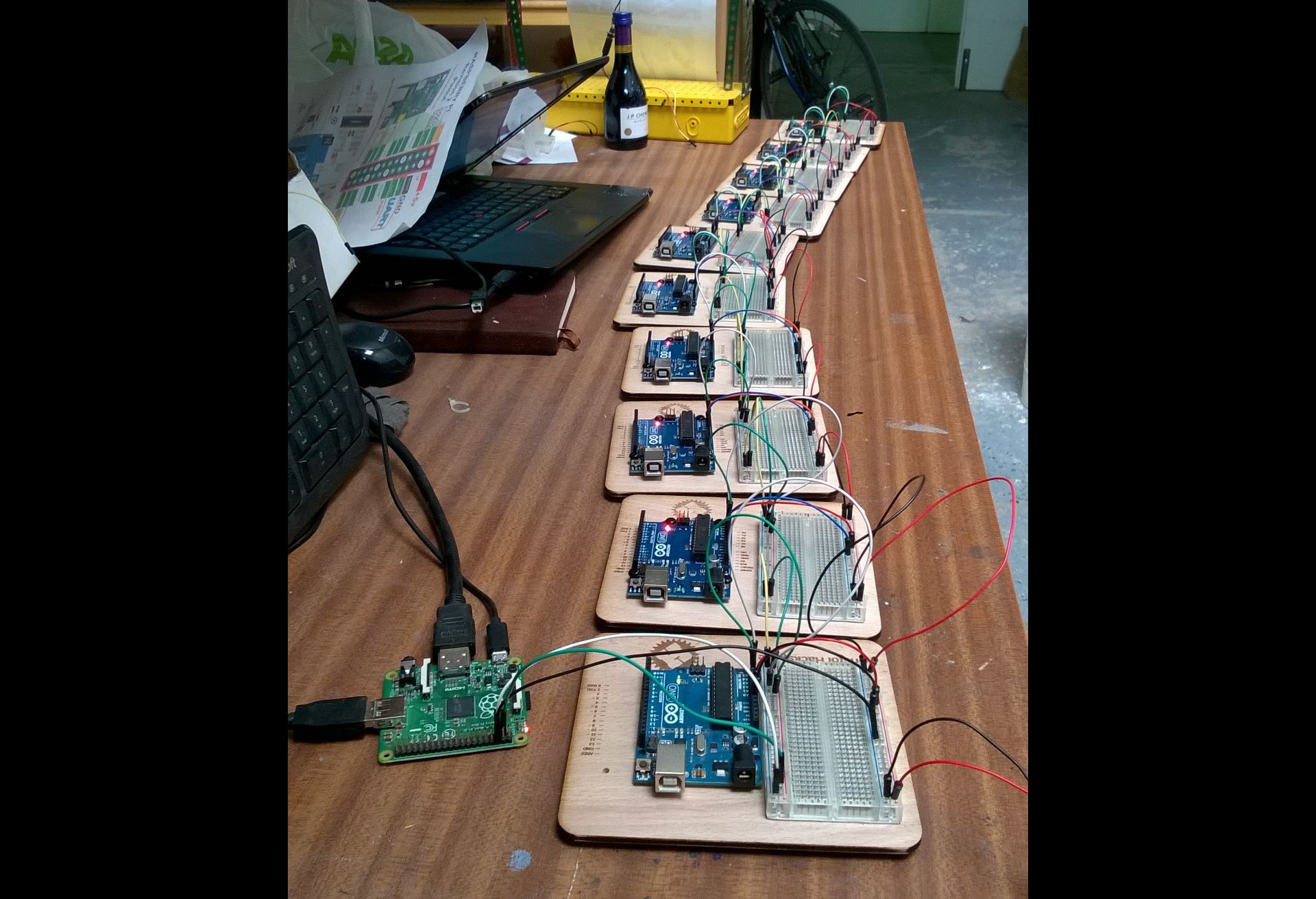 Ten Arduinos networked