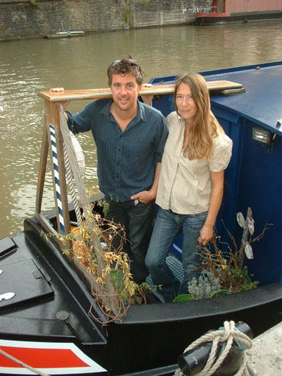 Alfie and Rosie on the bow of Whistler