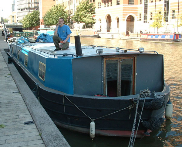 Nick on the roof of his boat the BFG