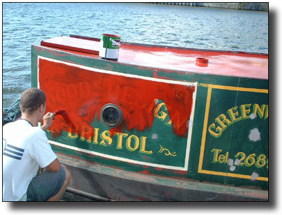 Matt painting boat having forgot the undercoat